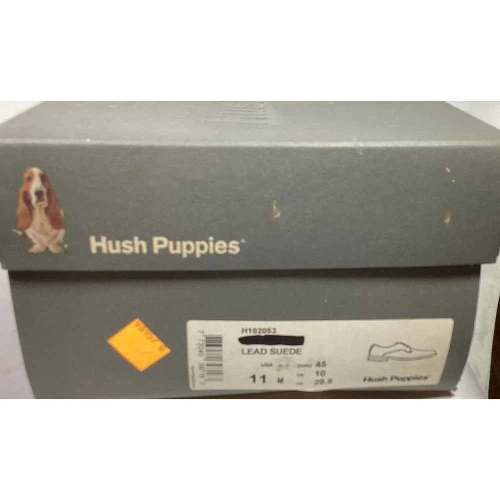 Vintage Hush Puppies Mens Grey Suede Oxfords 11 In Box Look New With Puppy Paper